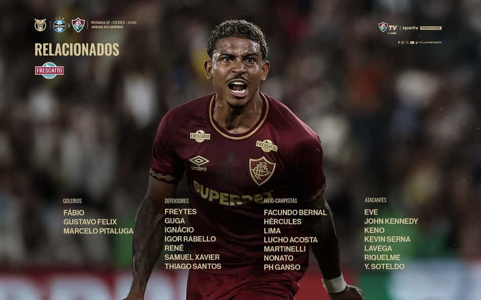 Relacionados do Fluminense para enfrentar o Grêmio