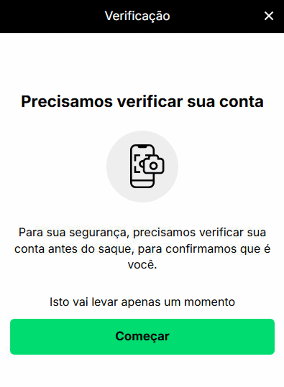 Captura da tela de verificação de identidade na KTO.
