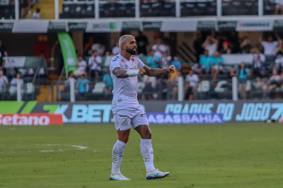Atacante Gabigol fez seu primeiro gol na volta ao Santos (Foto: Raphael Campos Do Prado/Mochila Press/Gazeta Press)