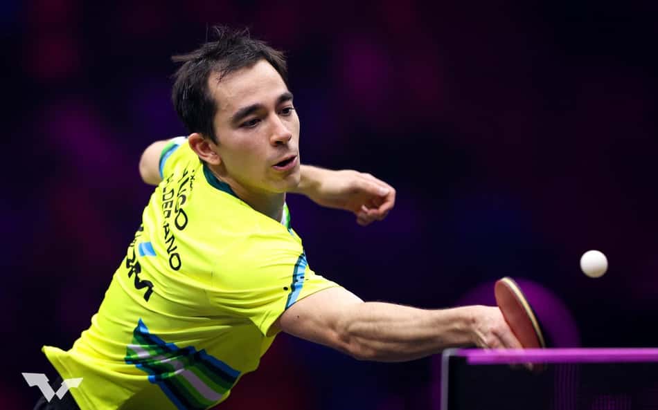 Hugo Calderano no WTT de Montpellier 2024 (Foto: World Table Tenis)