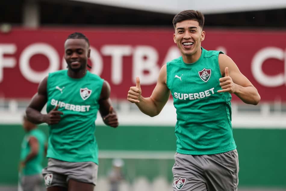 Lezcano e Santi Moreno em treino pelo Fluminense (Foto: Divulgação/ Fluminense FC)