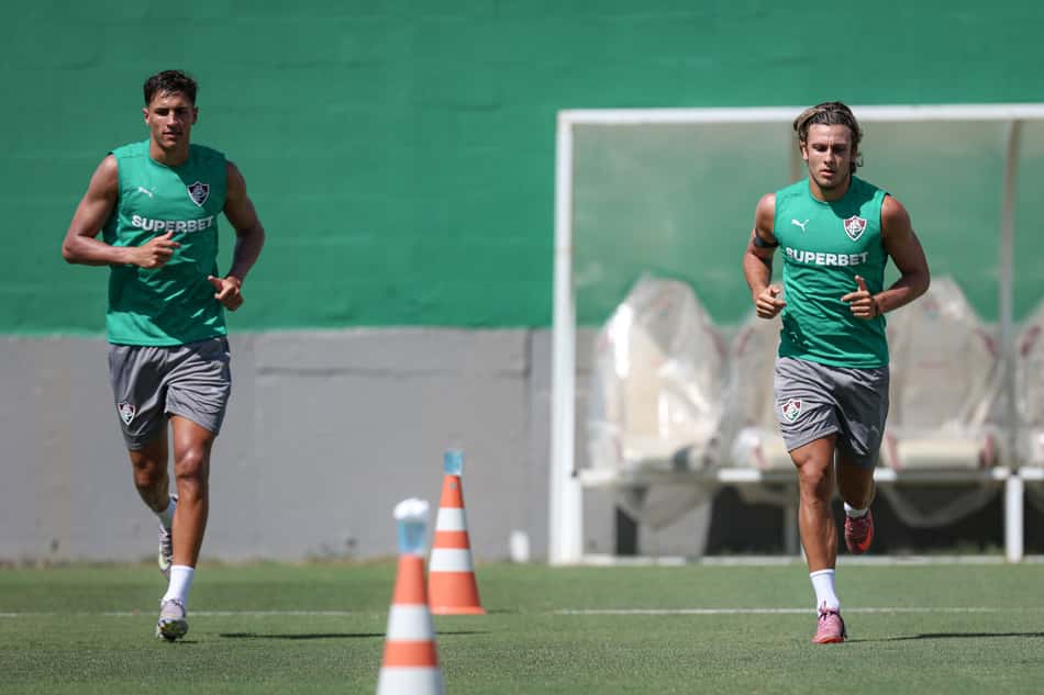 Bernal e Canobbio em treino do Fluminense (Foto: Marcelo Gonçalves / Fluminense FC)