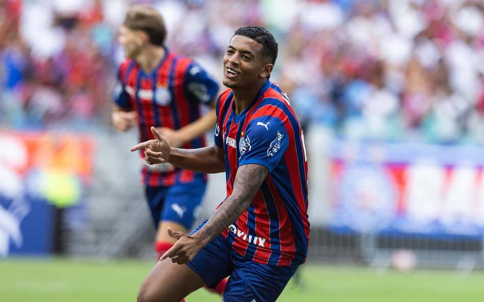 Kauê Furquim comemora gol do Bahia contra o Galícia (Foto: Rafael Rodrigues / EC Bahia)
