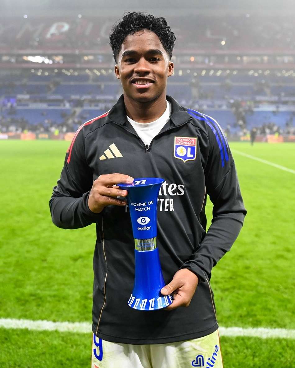 Endrick foi nomeado o Melhor Jogador da Partida, pelo Lyon (Foto: Reprodução/X)