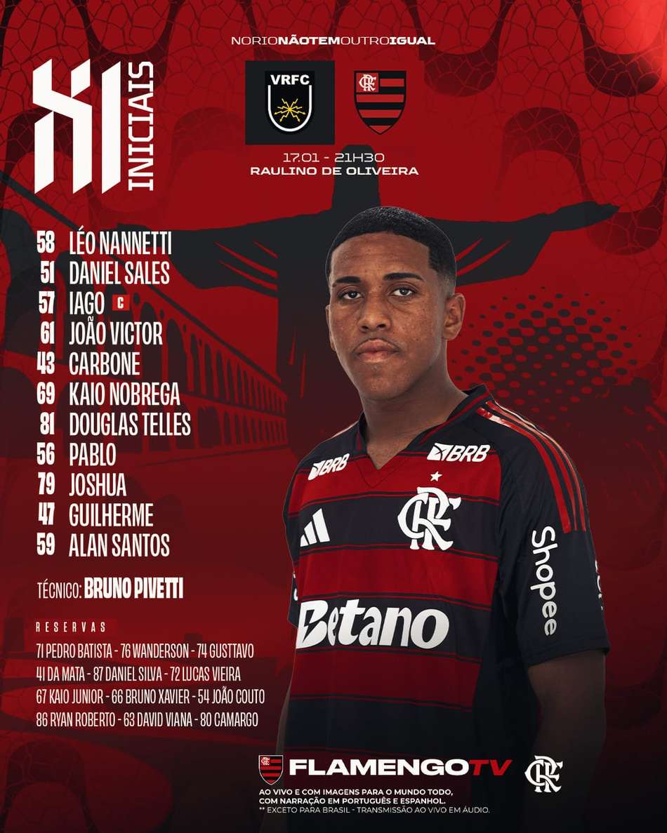 Escalação Flamengo Volta Redonda
