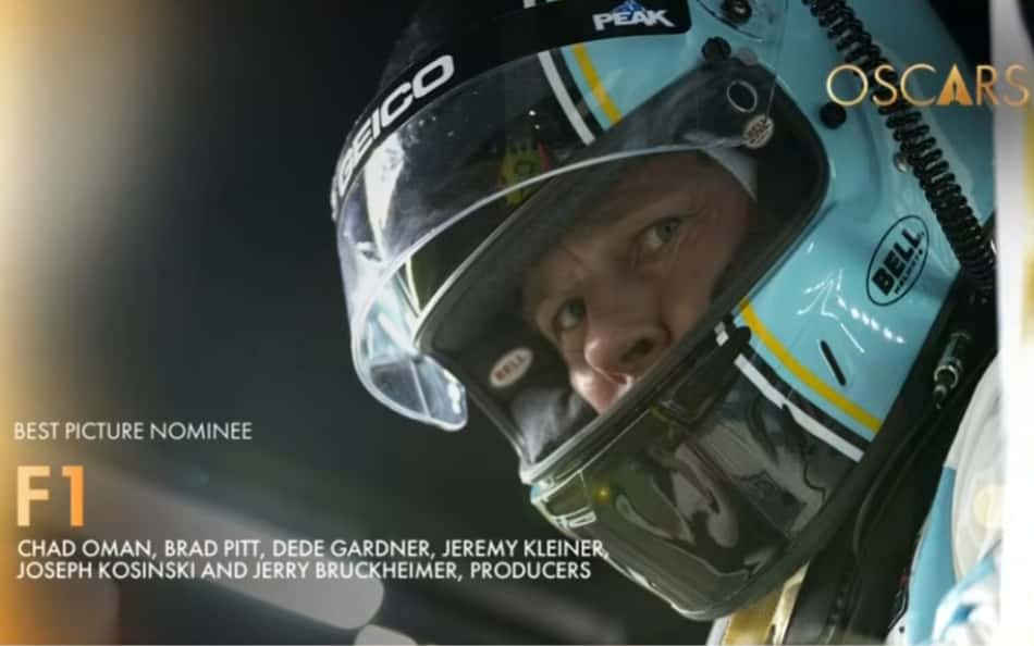 Ao todo, F1: O filme recebeu quatro indicações ao Oscar (Foto: Reprodução/Oscars)