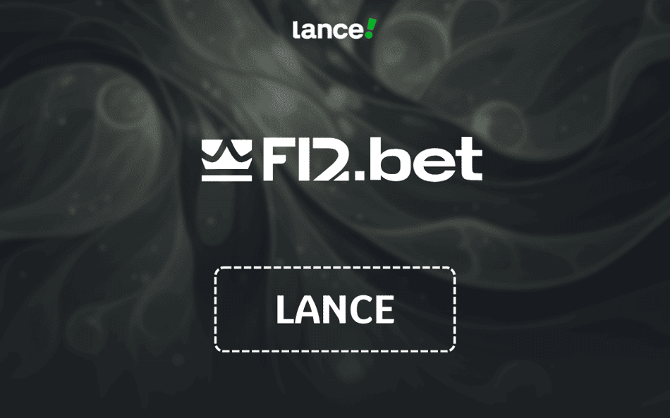 Arte com o código F12 Bet LANCE em destaque.