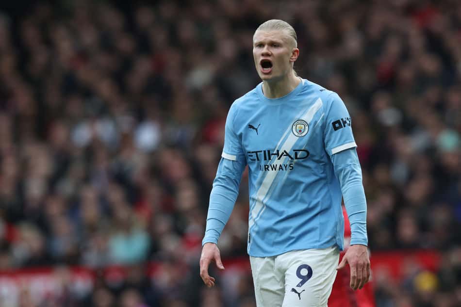 Haaland no clássico entre Manchester City e Manchester United, pela Premier League