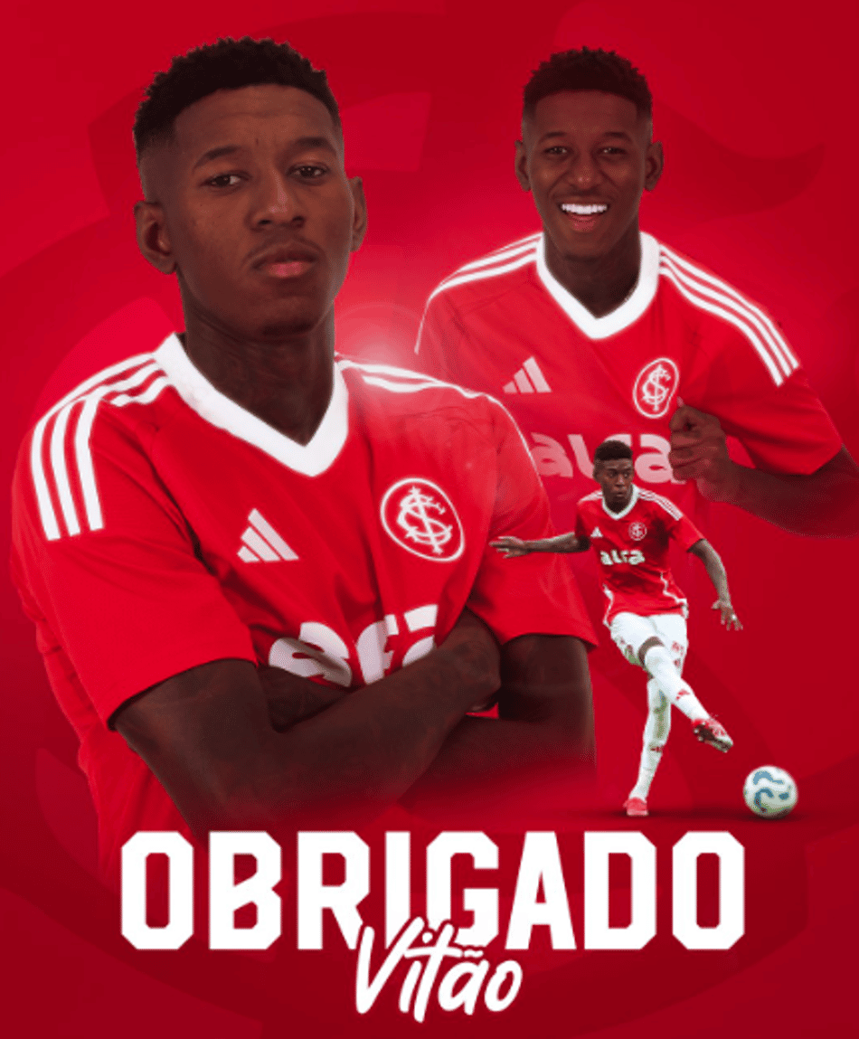 Internacional se despede de Vitão, novo reforço do Flamengo