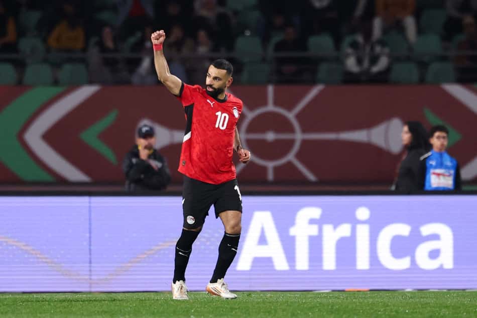 Salah comemora gol marcado pelo Egito sobre a Costa do Marfim, na Copa Africana de Nações
