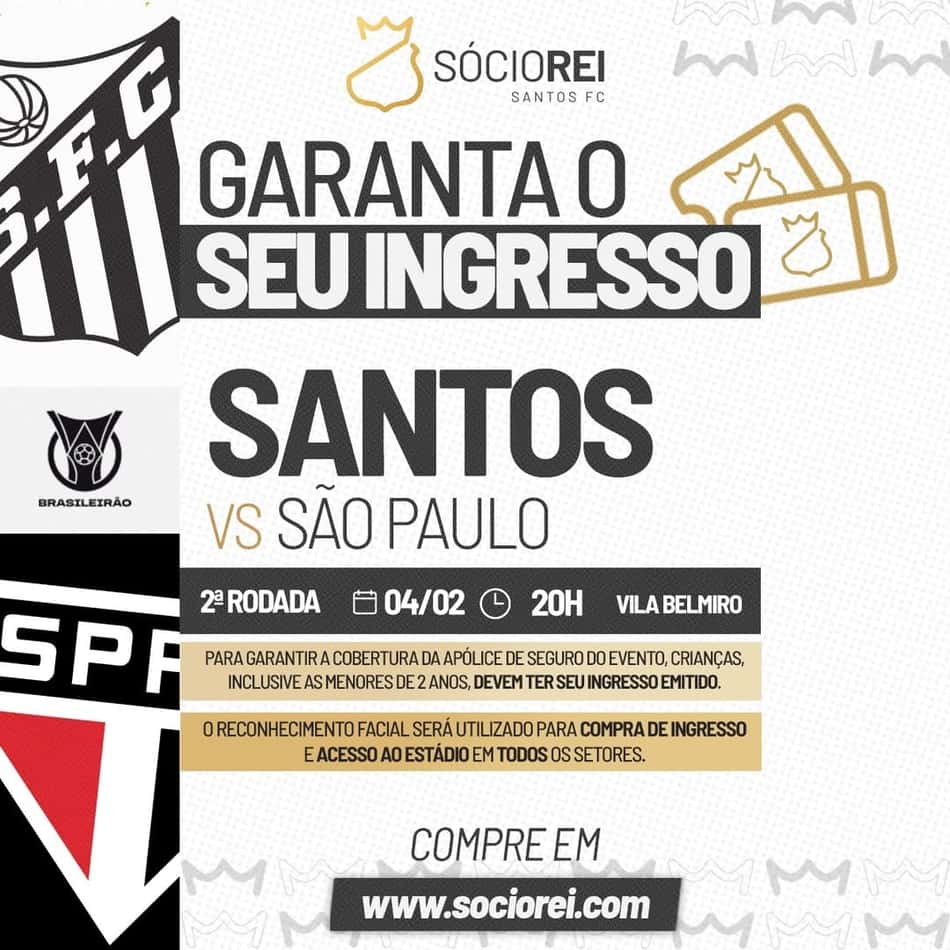 Santos inicia venda de ingressos para clássico contra o São Paulo. (Foto: Divulgação/ Santos FC)