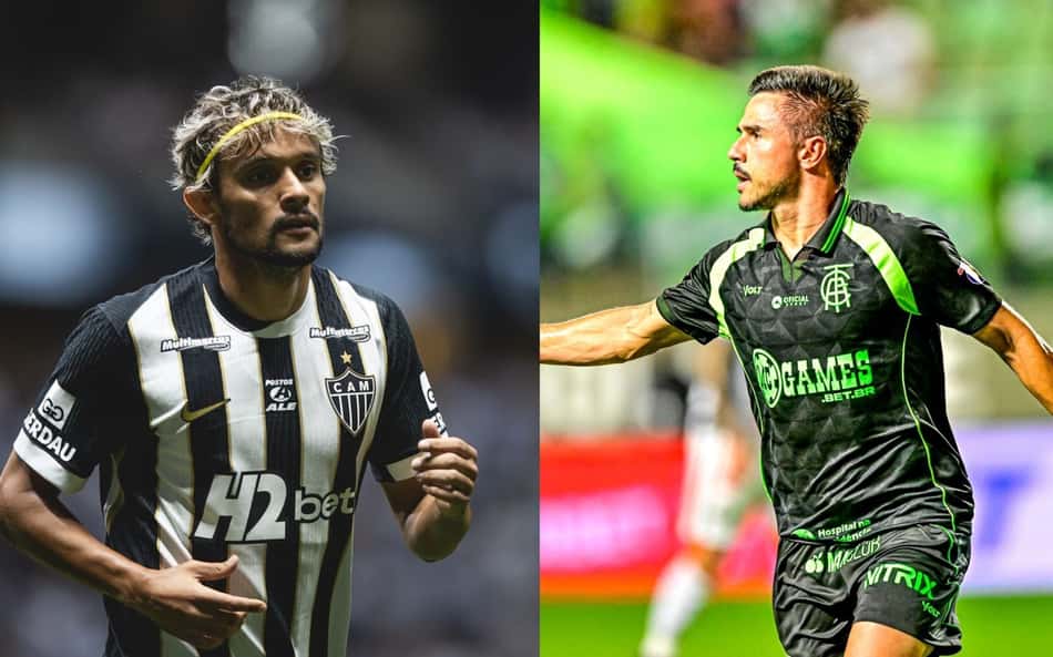 Scarpa e Willian Bigode (Fotos: Pedro Souza / Atlético e Mourão Panda / America - Arte Lance!)