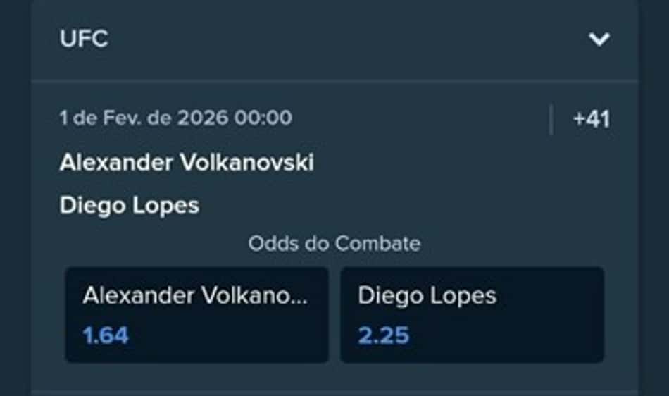 Odds para vencedor da luta UFC na Stake