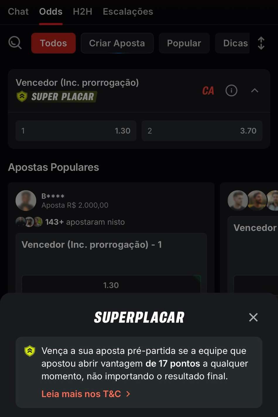 Captura de tela exibe o recurso Superplacar em apostas na NFL na Superbet.