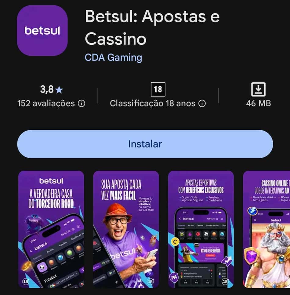 Captura de tela do aplicativo Betsul para iniciantes no Android.