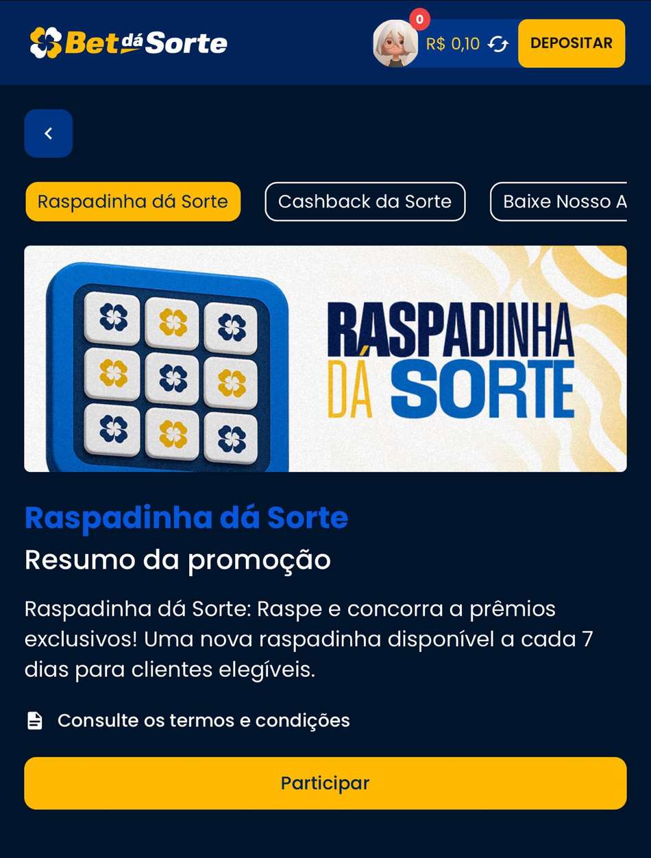 Captura da tela da Raspadinha Premiada da Bet dá Sorte, um site que permite apostar no Mineiro 2027.