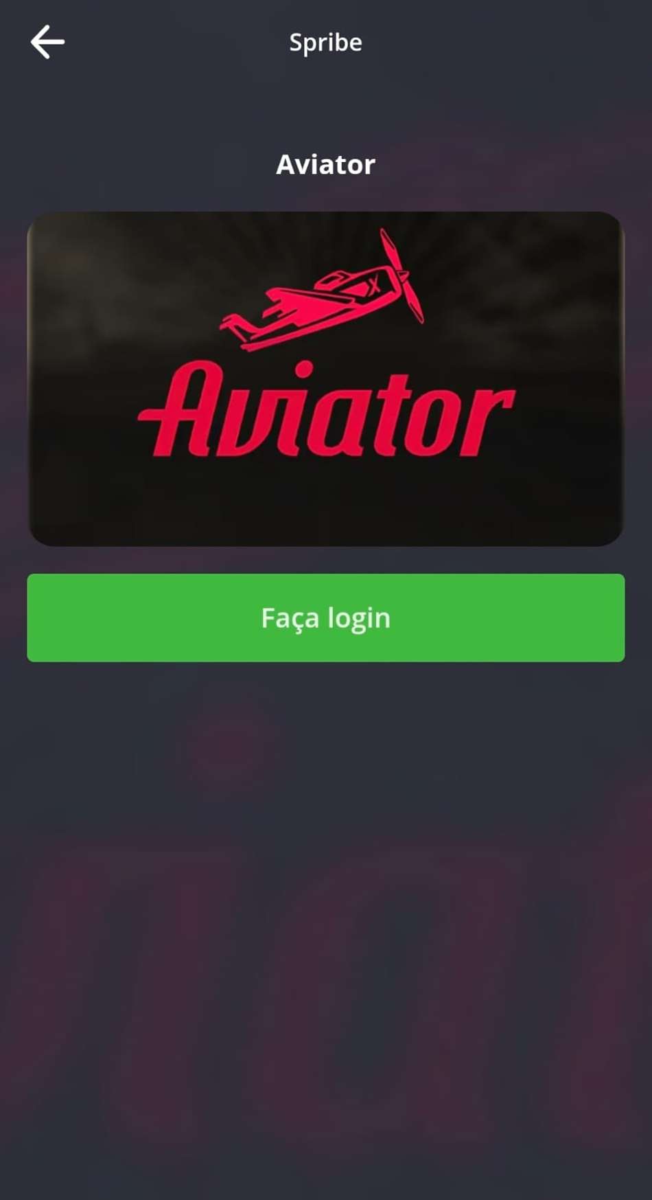 Captura de tela do Aviator na Betsson com botão para fazer login e apostar.