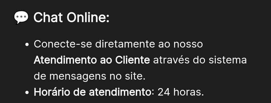 Captura de tela do chat online da KTO.