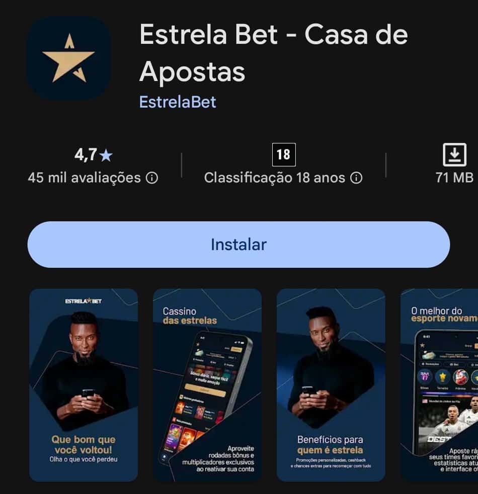 Captura de tela do aplicativo da Estrela bet no Android.