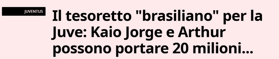 Jornal "La Gazzetta dello Sport" sobre a situação de mercado de Kaio Jorge, do Cruzeiro, e Arthur, do Grêmio, sob olhar da Juventus (Foto: Reprodução/La Gazzetta dello Sport)