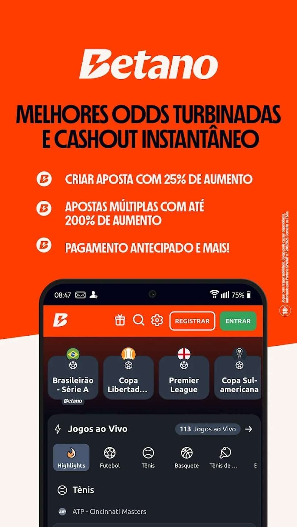 Banner promocional da casa de apostas Betano