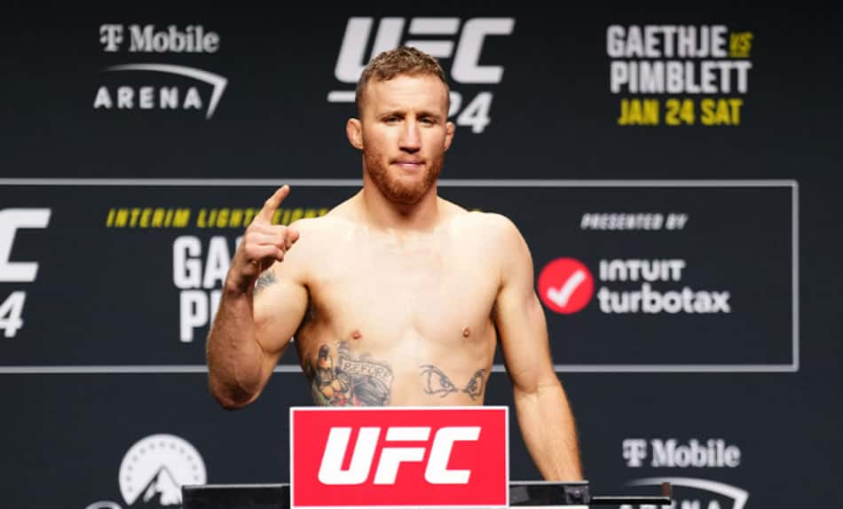 Justin Gaethje em pesagem do UFC 324 (Foto: Reprodução/Instagram/UFC Brasil)