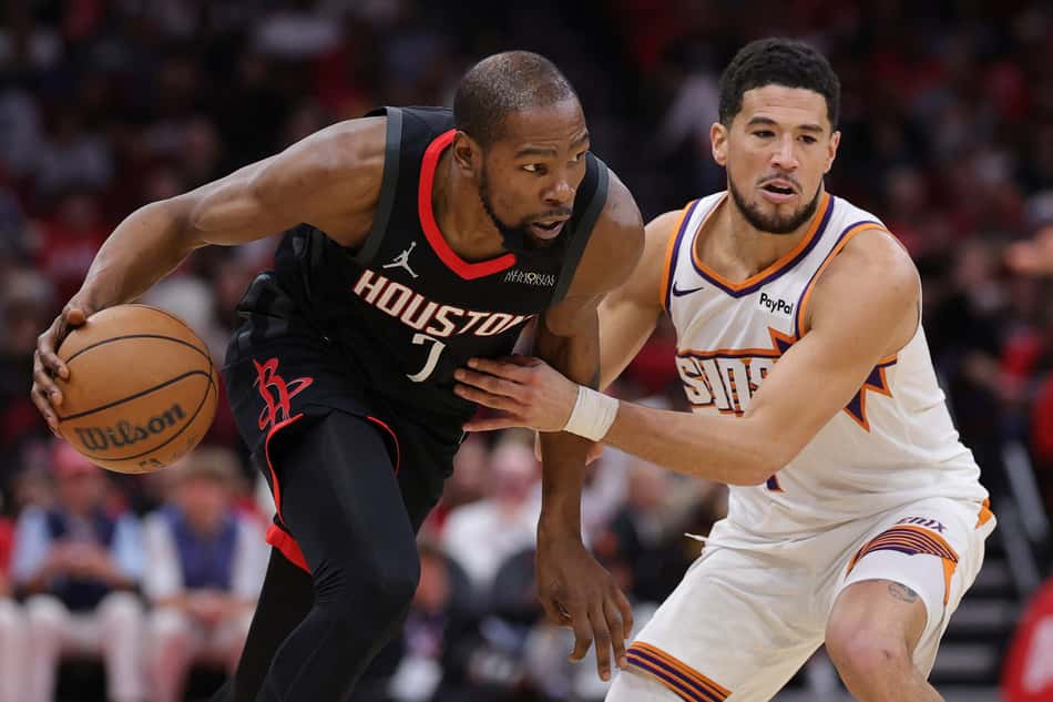 Kevin Durant em vitória do Houston Rockets sobre o Phoenix Suns na NBA (Foto: Alex Slitz/Getty Images/AFP)