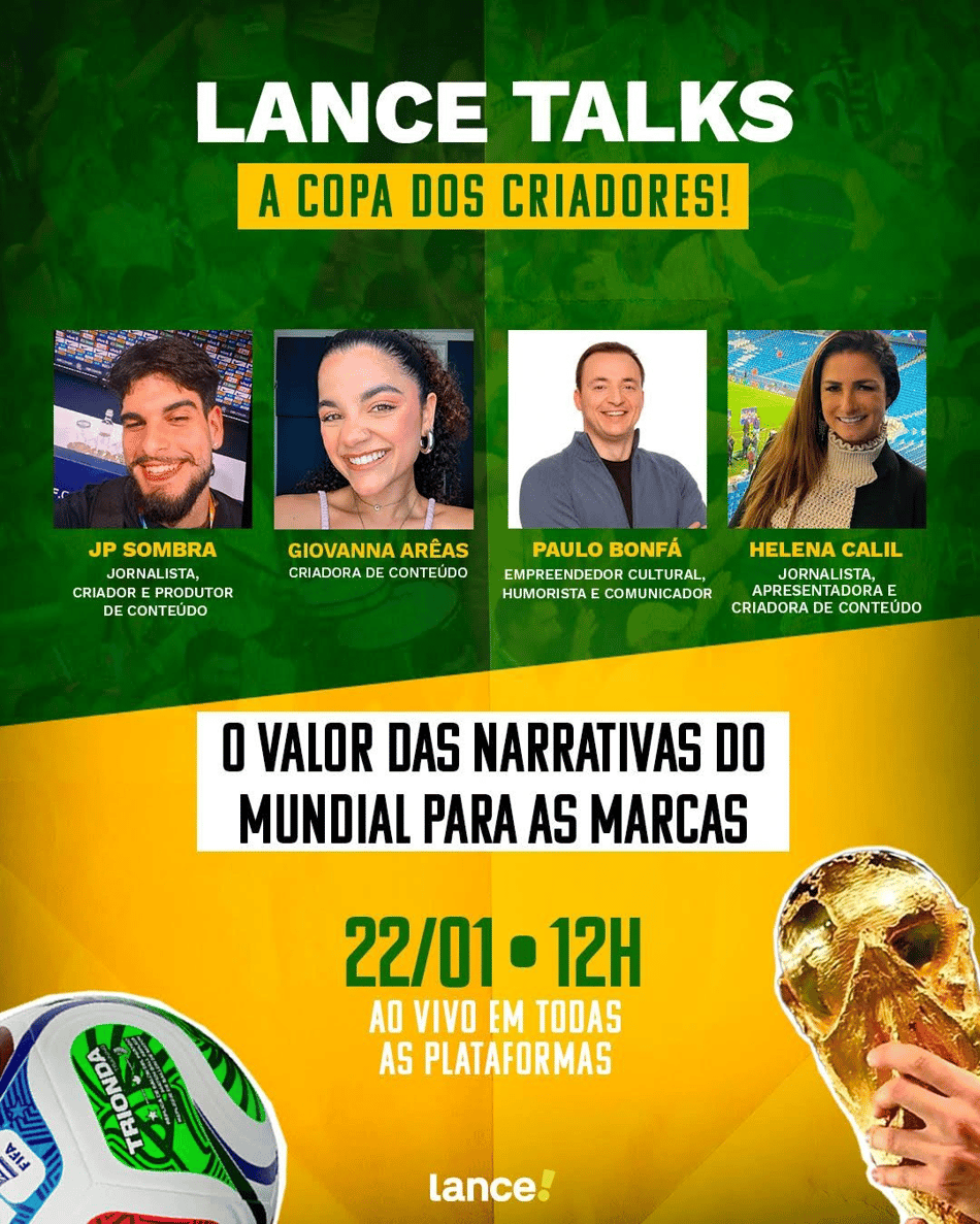 Lance Talks desta quinta-feira debate a criação de conteúdo na Copa do Mundo