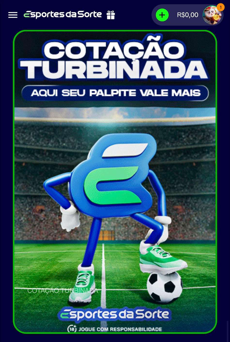 Captura de tela da promoção Cotação Turninada, que não precisa do promo code Esportes da Sorte para ser ativada.