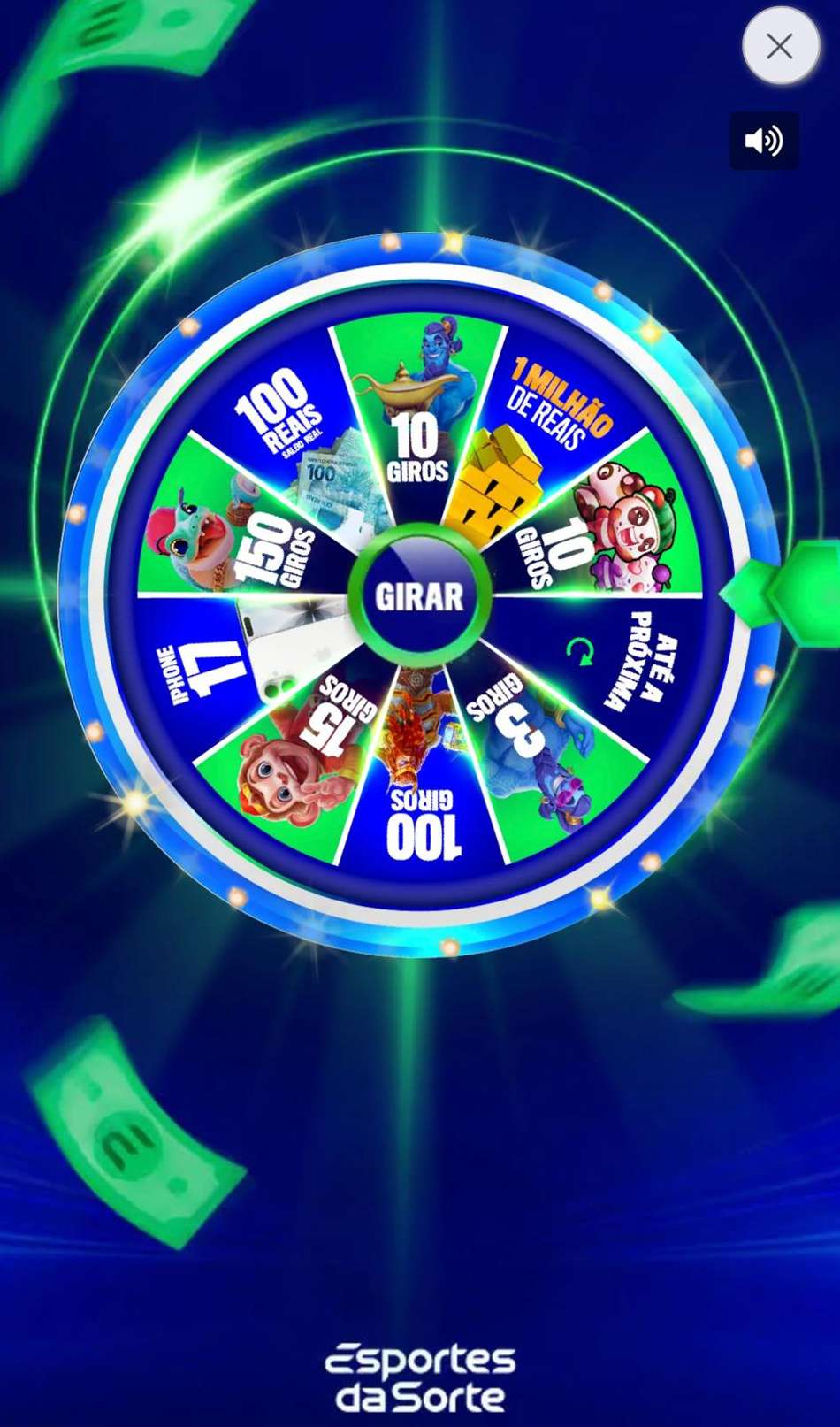 Captura de tela da Roleta Diária, que não precisa do promo code Esportes da Sorte para ser ativada.