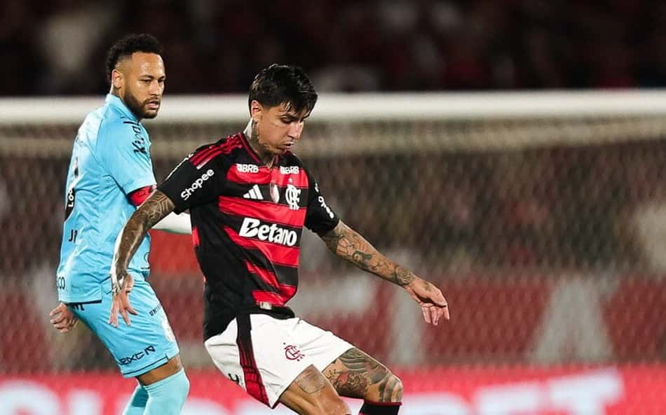 Pulgar e Neymar disputam bola em Flamengo x Santos (Foto: Gilvan de Souza / Flamengo)