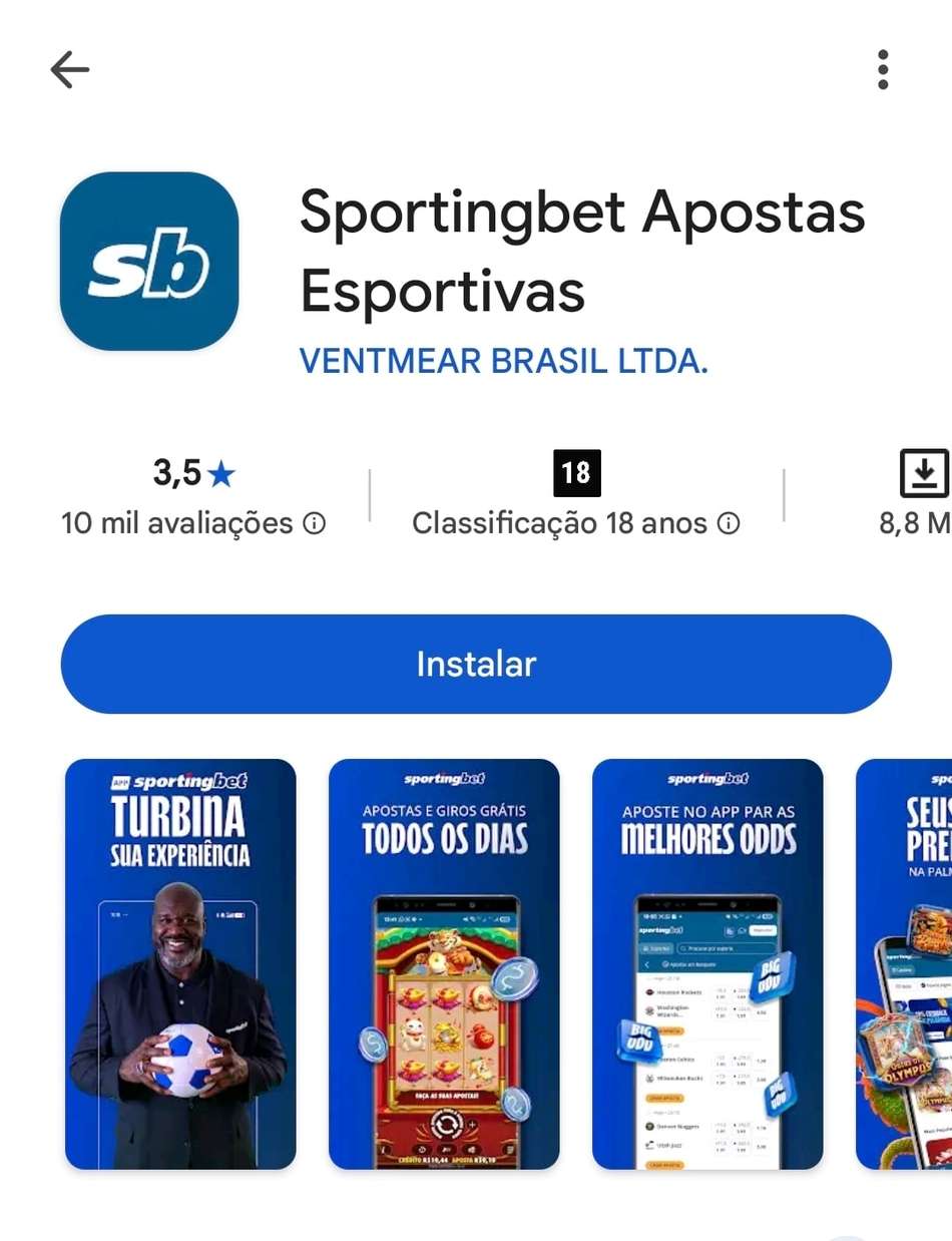 Captura de tela do aplicativo da Sportingbet na Play Store exibindo o botão de download e instalação.