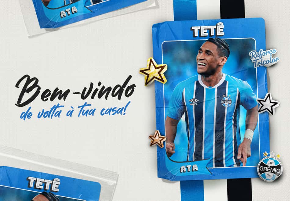 Anúncio de Tetê pelo Grêmio (Foto: Divulgação)