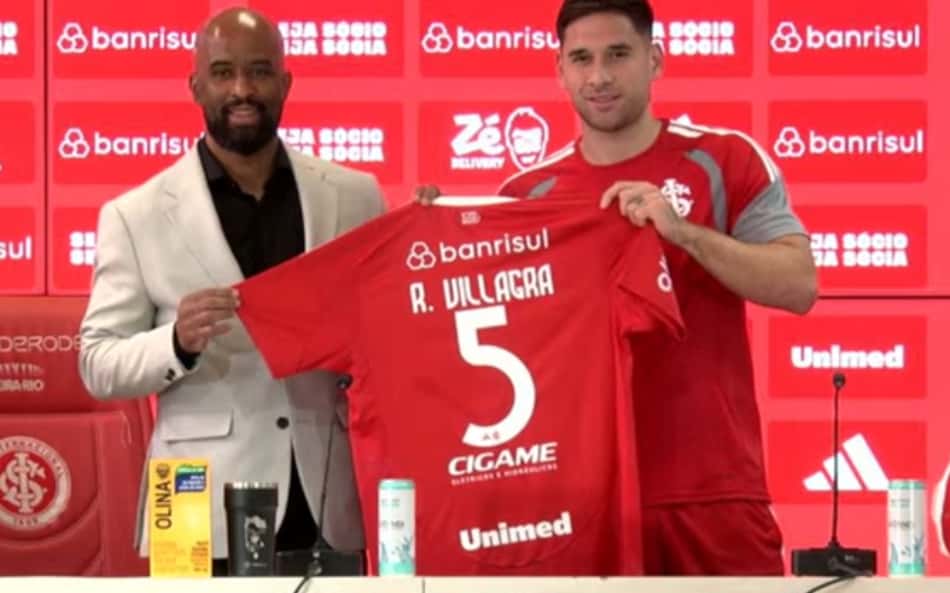 Rodrigo Villagra é apresentado no Internacional e usará a camisa 5 (Foto: Reprodução/Internacional)