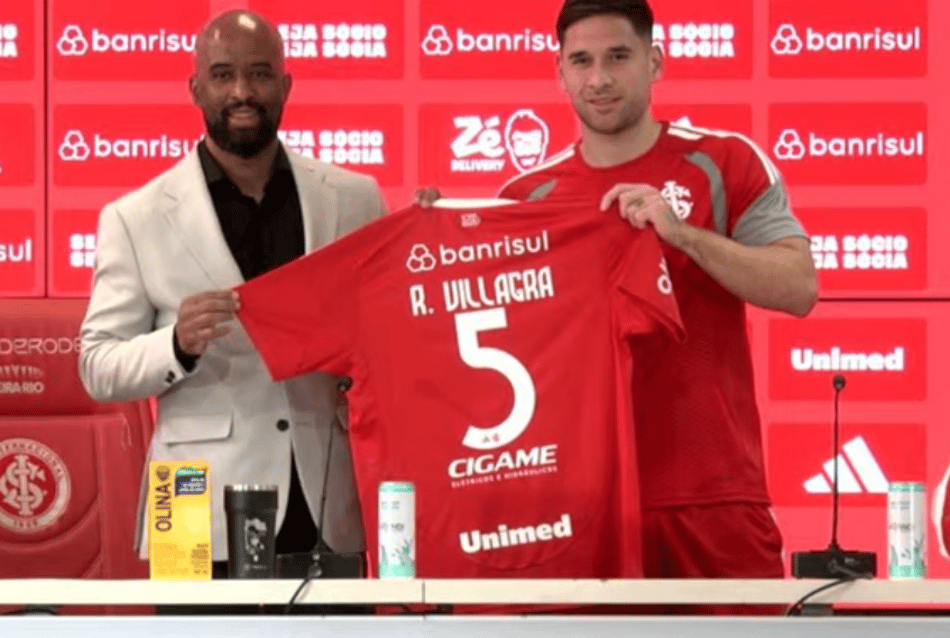 Rodrigo Villagra é apresentado no Internacional e usará a camisa 5 (Foto: Reprodução/Internacional)