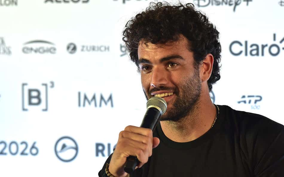O italiano Matteo Berrettini em coletiva no Rio Open (Foto: Fotojump)