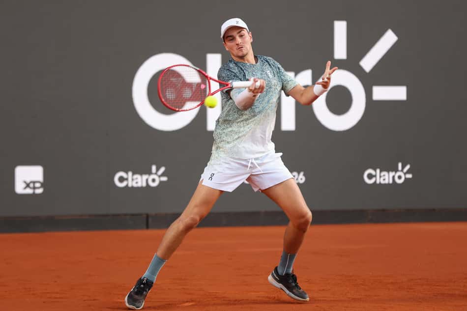 João Fonseca na estreia nas duplas no Rio Open, ao lado de Marcelo Melo (Foto: João Pires/Fotojump)