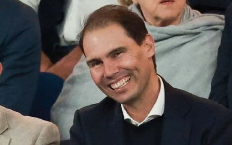 O ex-tenista espanhol Rafael Nadal no camarote da final do Australian Open