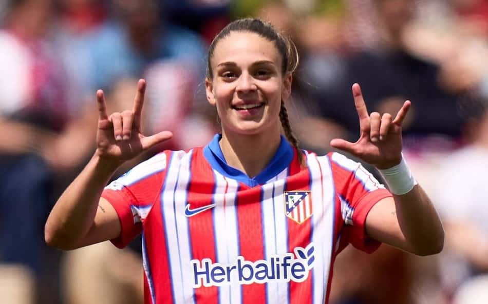 Gio Garbelini comemora gol pelo Atlético de Madrid na Liga F (Foto: Reprodução/Atlético de Madrid)
