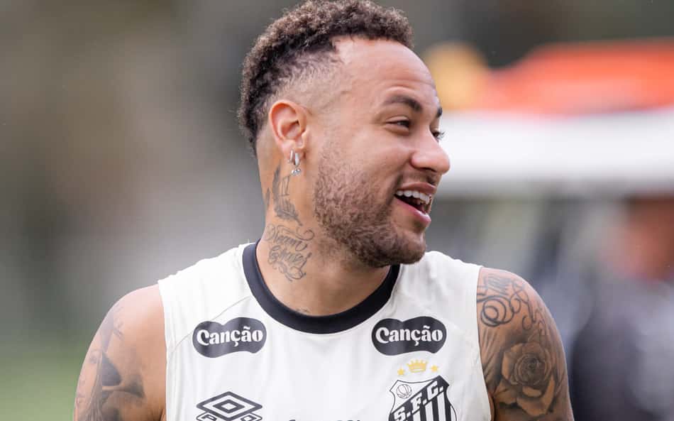 Neymar em treino do Santos no CT Rei Pelé