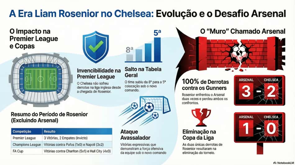 Números do Chelsea desde a chegada de Liam Rosenior