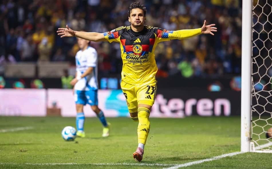 Raphael Veiga marcou seu primeiro gol pelo América do México , contra o Puebla