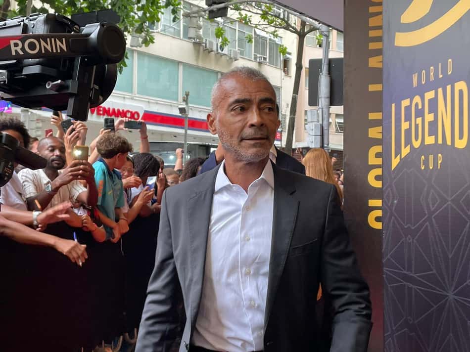 Romário no evento da World Legends Cup 2026, no Rio de Janeiro (Foto: Fernanda Gondim/Lance!)