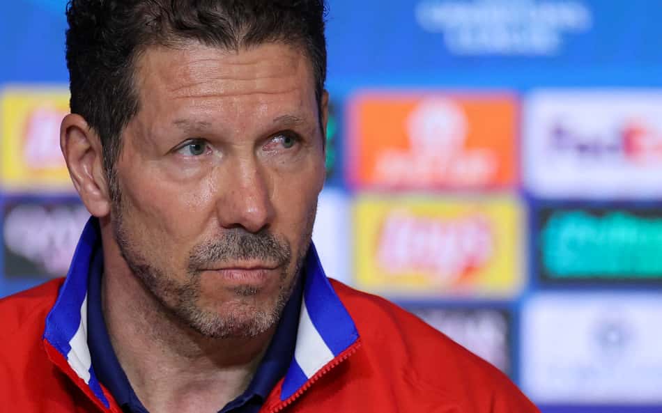 Técnico do Atlético de Madrid, Simeone em coletiva antes de jogo contra o Club Brugge, pela Champions League