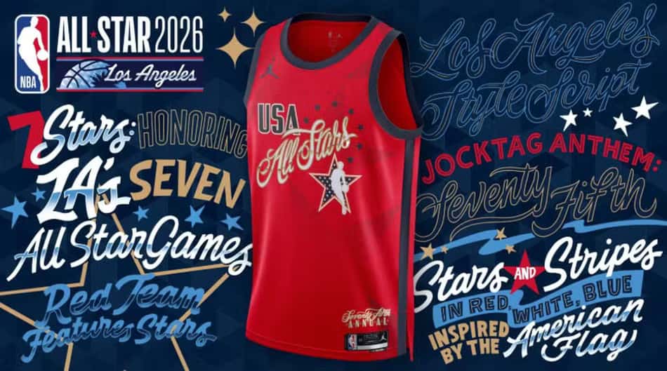 Time vermelho All-Star Game NBA 2026 (Foto: Divulgação/NBA)