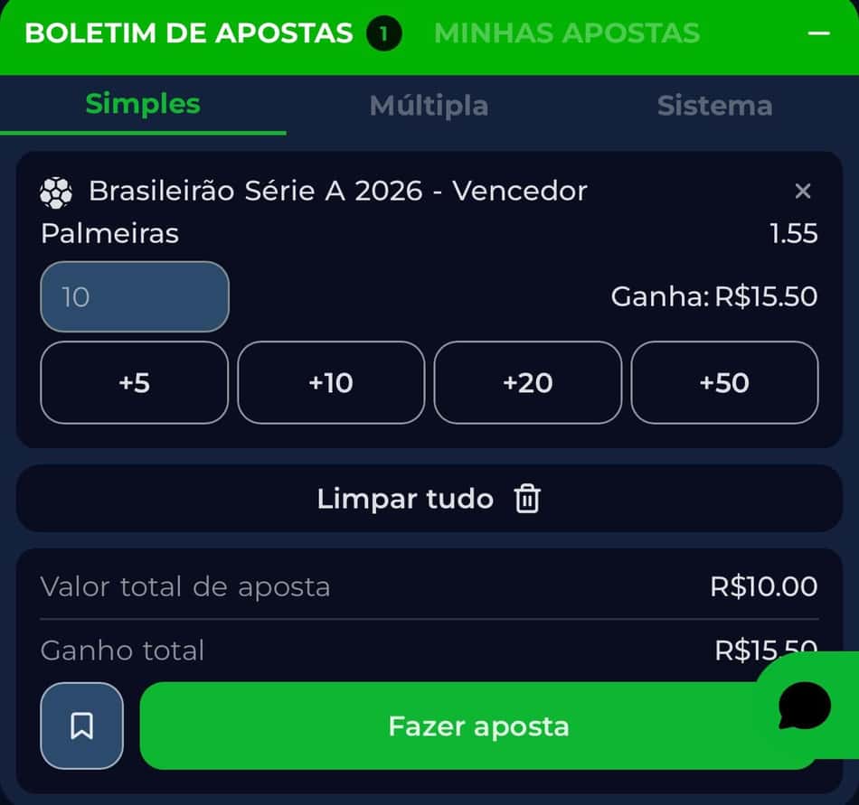Captura da tela de apostas de longo prazo no futebol na BR4BET.