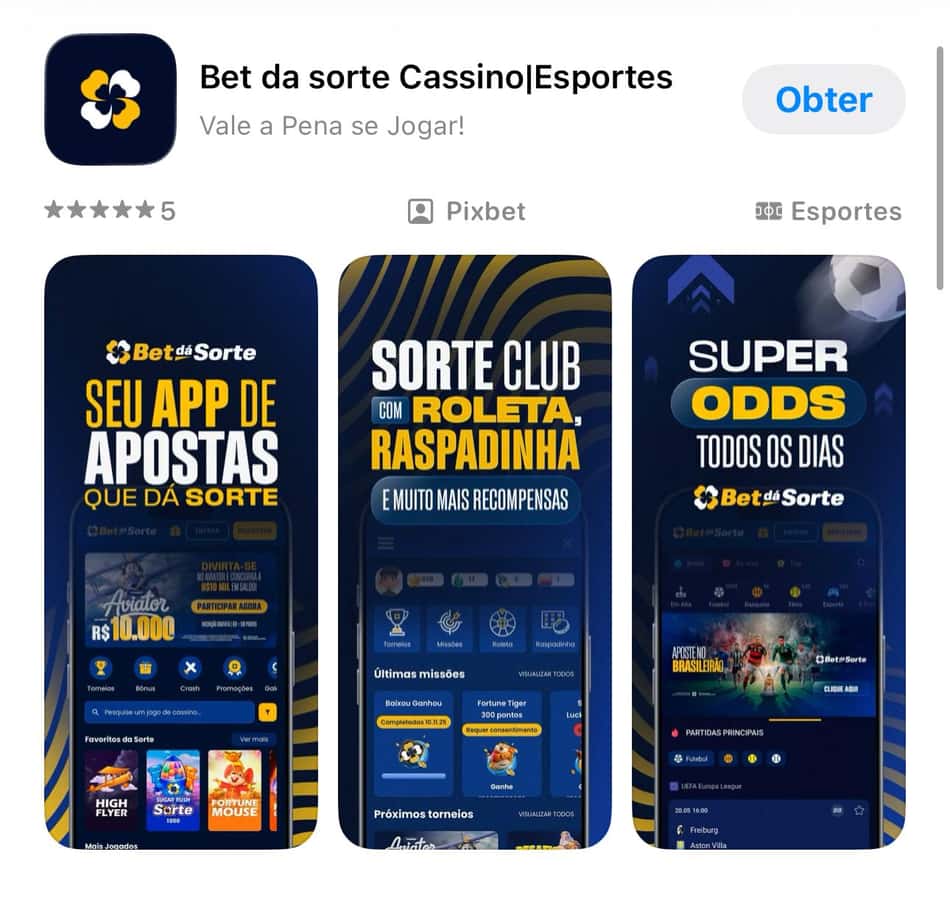 Captura de tela do app da Bet dá Sorte para iOS.