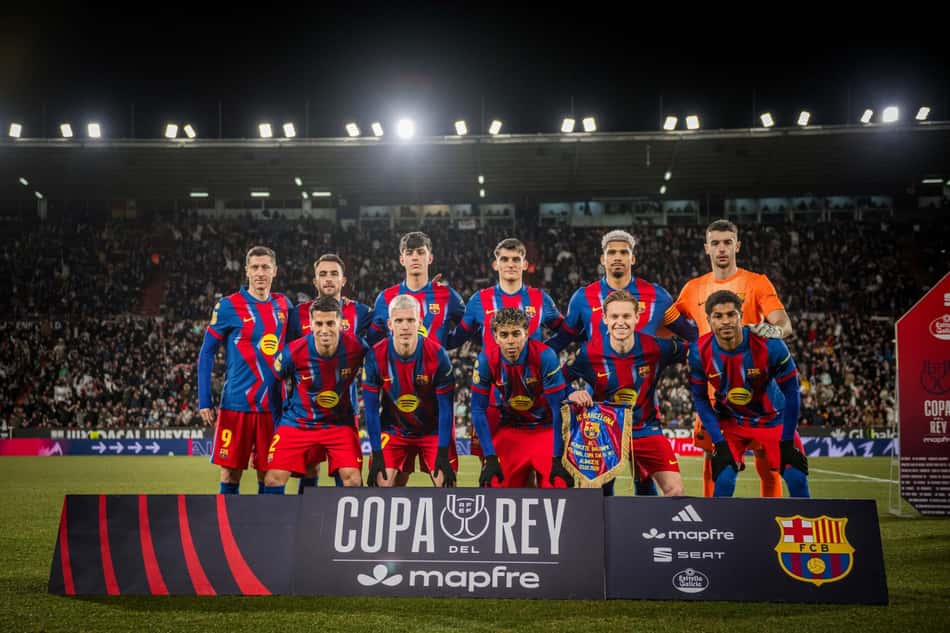 Onze inicial do Barcelona antes da partida contra o Albacete, válida pela Copa do Rei 2025/26 (Foto: Divulgação/Barcelona)