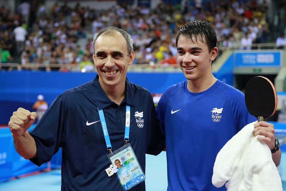 Paco Arado e Hugo Calderano nos Jogos Olímpicos da Juventude, em 2015