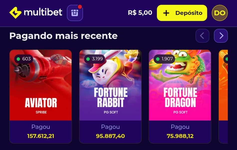 Captura de tela do cassino que paga via Pix Multibet.